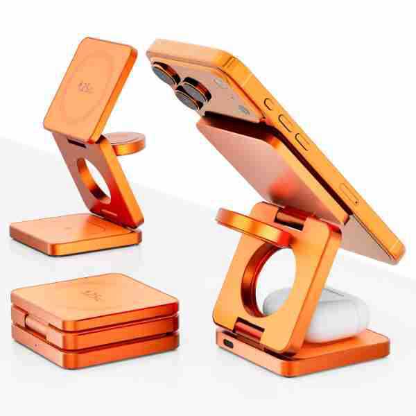 3-in-1 Foldable Magnetic Wireless Charging Desktop Stand - Image 2