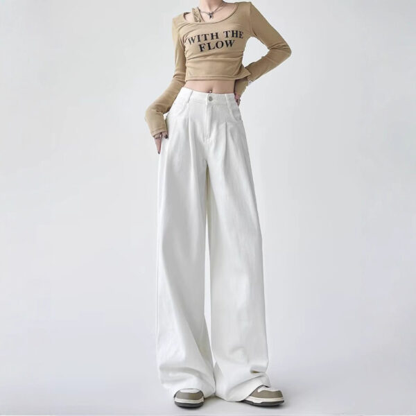 Women's White Wide-leg Straight Jeans - Image 9