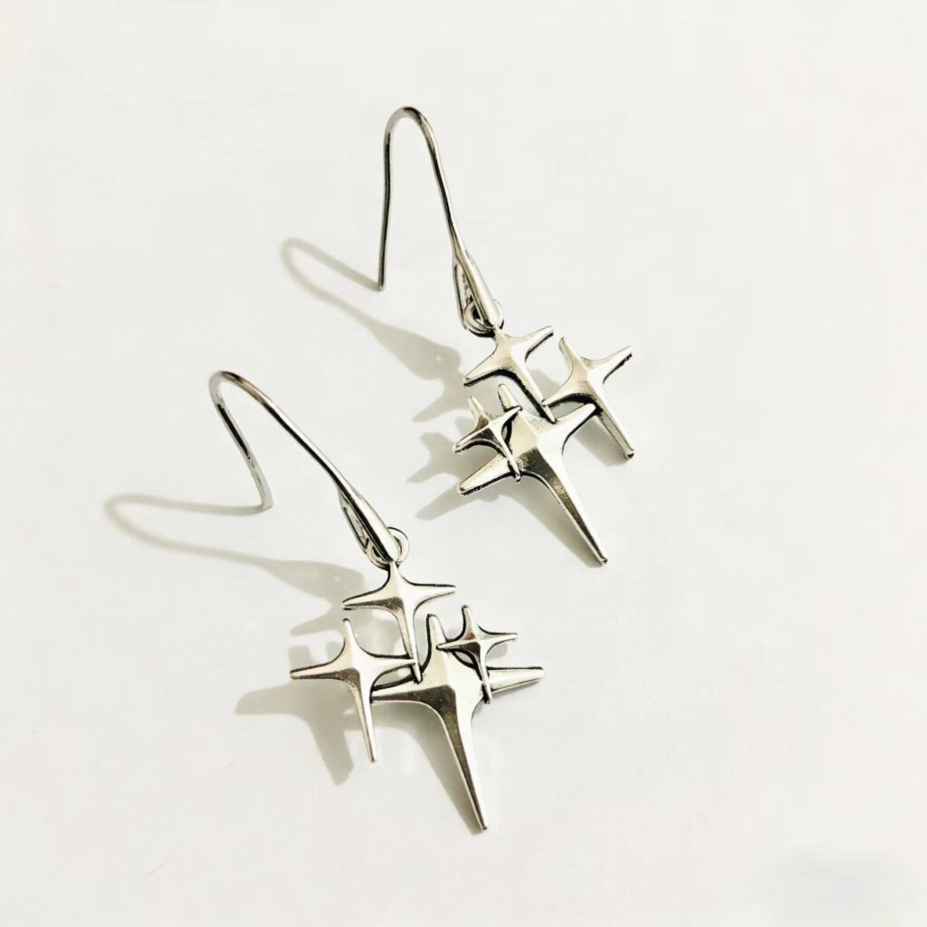 Unique Irregular Silver Copper Womens Instagram-Style High-End Earrings