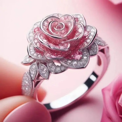 Fashionable Flower Ultra-Shimmering Full-Diamond Ring - Image 3