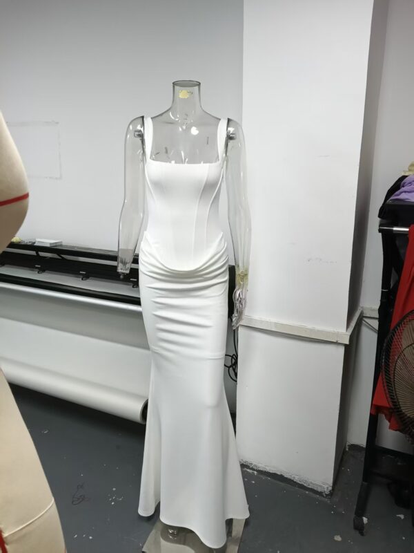 Elegant Strapless Long White Slip Dress For Women - Image 12