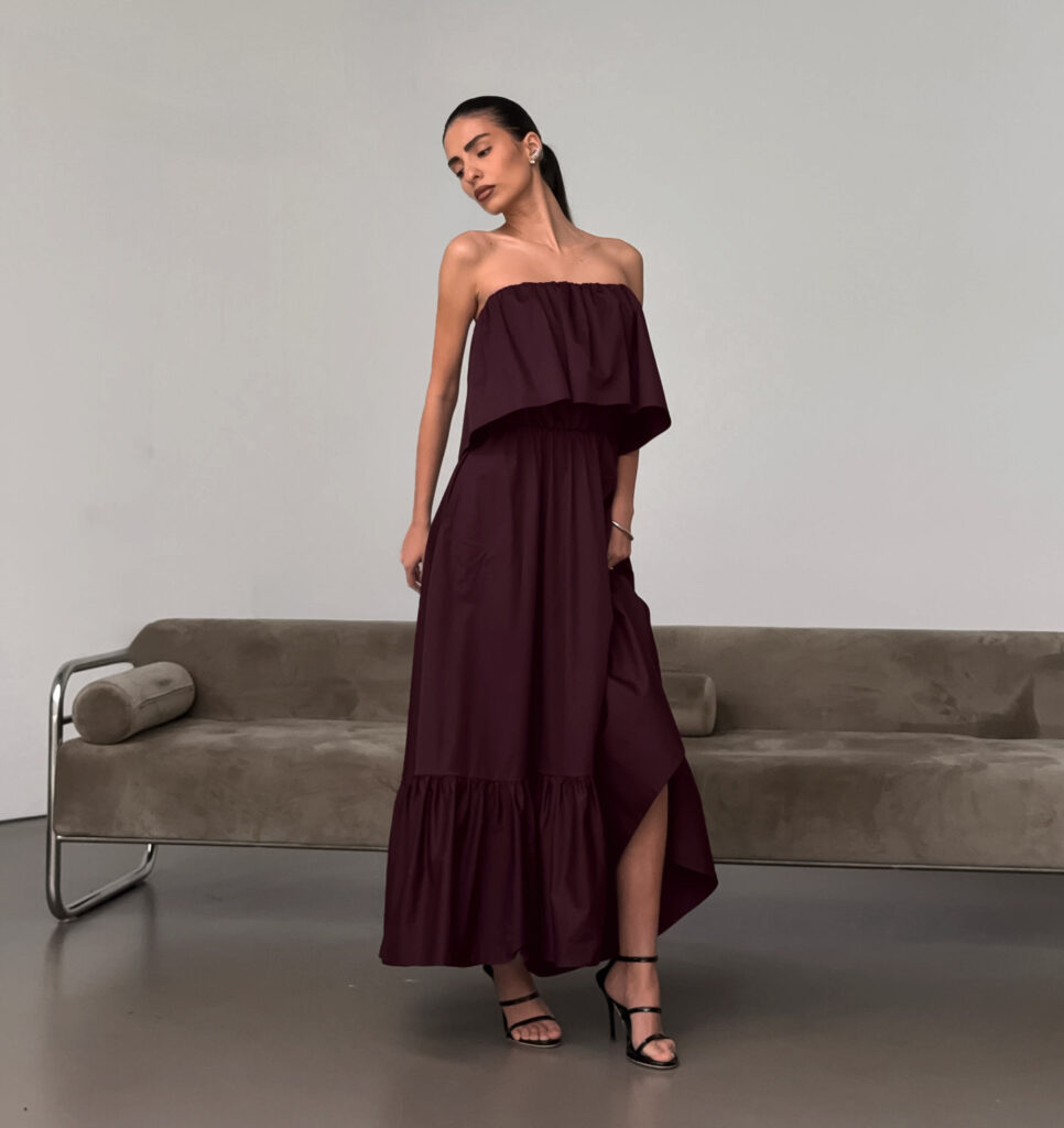 Fashionable Ruffled Strapless Dress