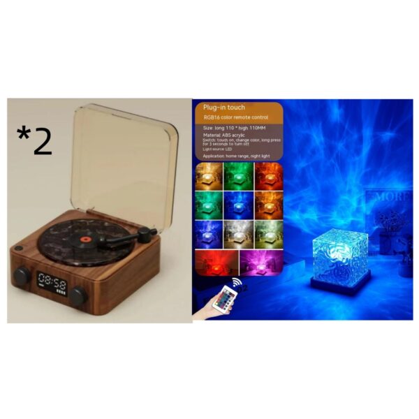 Retro Turntable Speaker Wireless Bluetooth-compatible 5.0 Vinyl Record Player Stereo Sound With White Noise RGB Projection Lamp Effect - Image 37