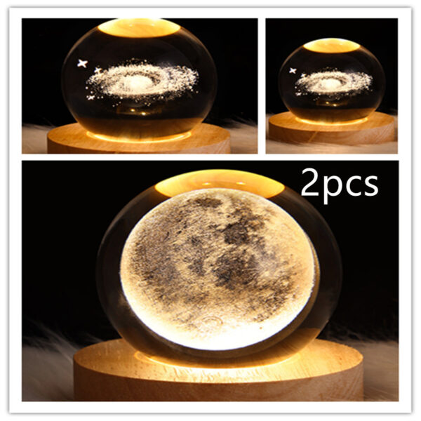 LED Night Light Galaxy Crystal Ball Table Lamp 3D Planet Moon Lamp Bedroom Home Decor For Kids Party Children Birthday Gifts - Image 46