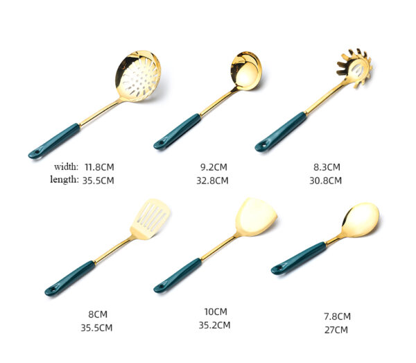 7 PCS Stainless Steel Silicone Kitchen Utensil Slotted Spatula Turner Ladle Serving Spoon Pasta Server Cooking Set - Image 6