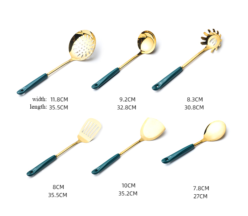 7 PCS Stainless Steel Silicone Kitchen Utensil Slotted Spatula Turner Ladle Serving Spoon Pasta Server Cooking Set - Image 6