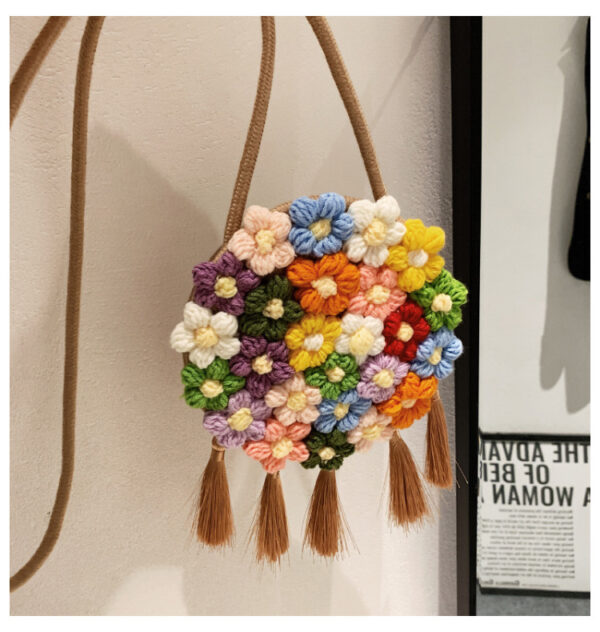 Ethnic Fluffy Bag For Women, Fashion Trend, Floral Small Round Bag, Stylish And Versatile, Can Be Worn On One Shoulder Or Cross-body - Image 12