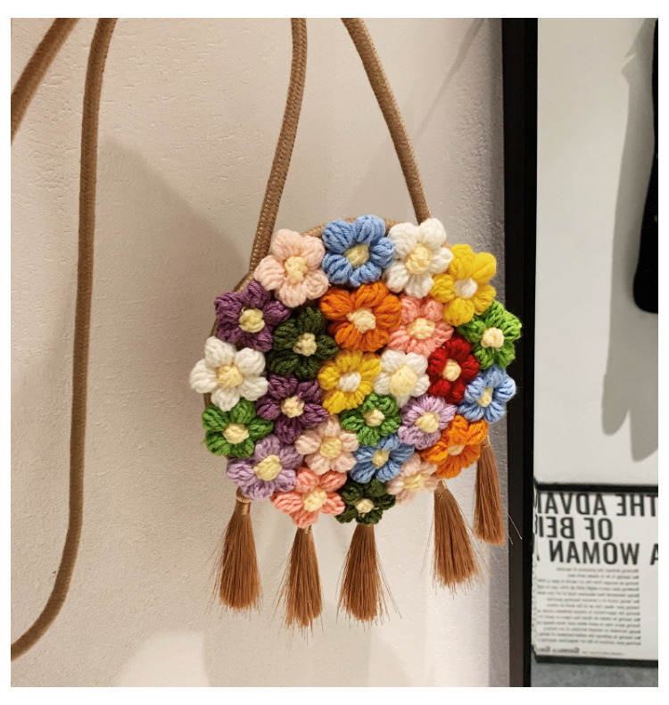Ethnic Fluffy Bag For Women, Fashion Trend, Floral Small Round Bag, Stylish And Versatile, Can Be Worn On One Shoulder Or Cross-body - Image 12