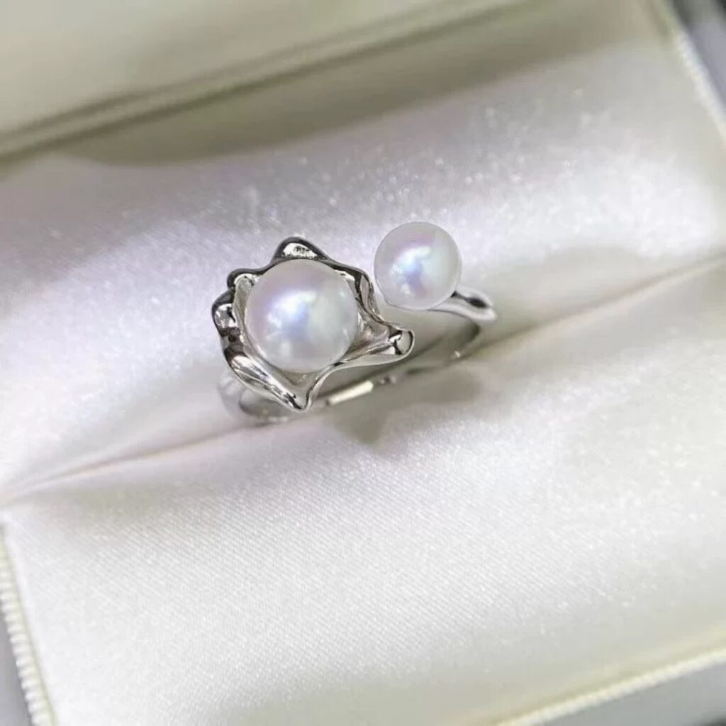 Double-pearl Natural Freshwater Pearl Ring For Women