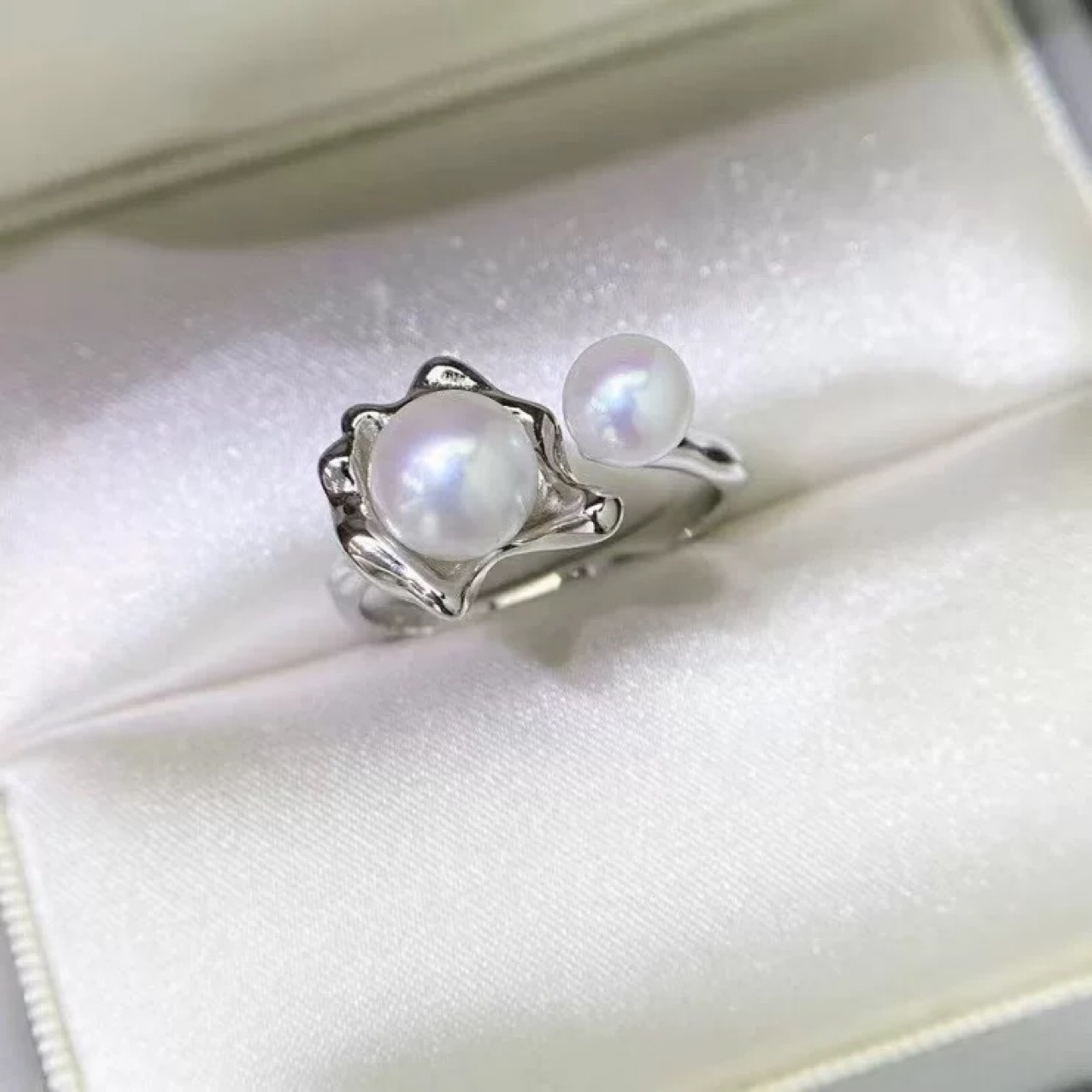 Double-pearl Natural Freshwater Pearl Ring For Women - Image 3