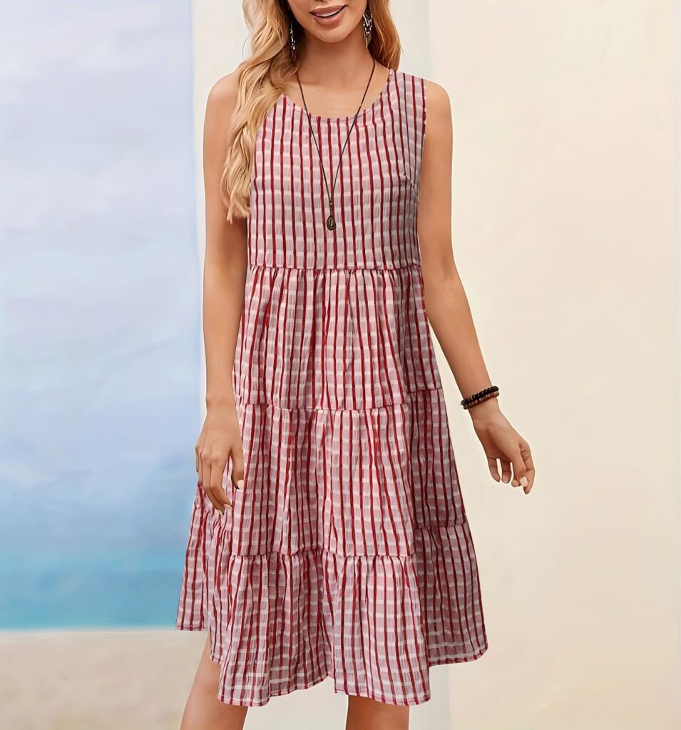 Women's Casual Solid-Colored Hollow-Out Vest Dress For Lunch Break