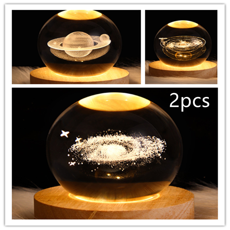 LED Night Light Galaxy Crystal Ball Table Lamp 3D Planet Moon Lamp Bedroom Home Decor For Kids Party Children Birthday Gifts - Image 38
