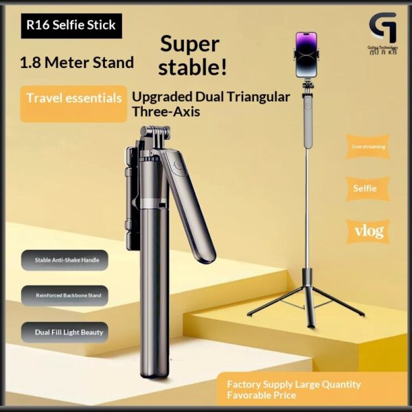 R16 Smartphone Stabilization Selfie Stick With Remote Control Extendable Design  And Built in Tripod Legs - Image 9