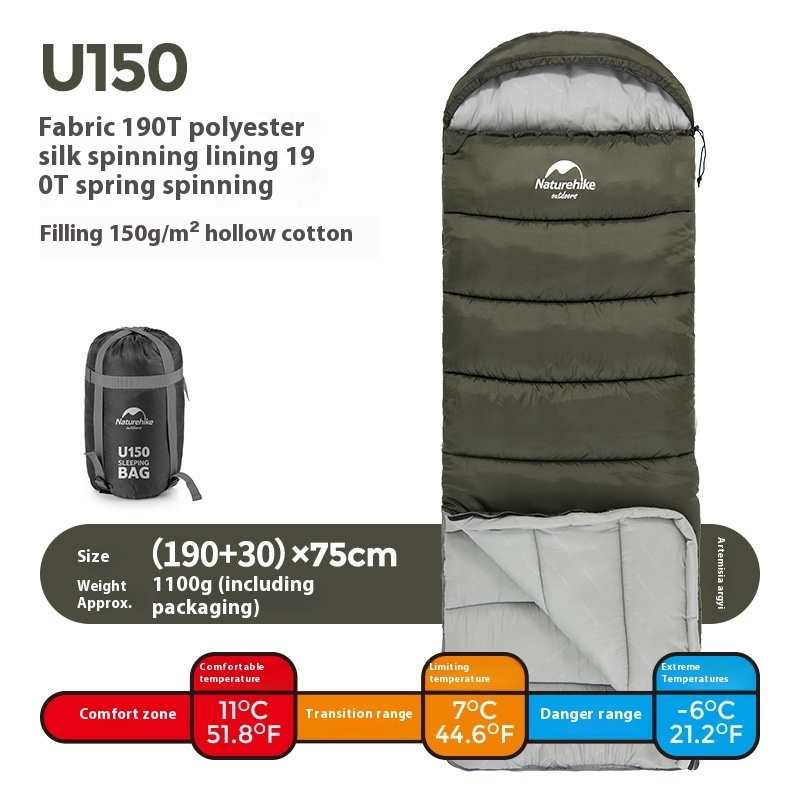 Naturehike Series Envelope Hooded Sleeping Bag Outdoor Camping Autumn And Winter Cold-proof Double - Image 10