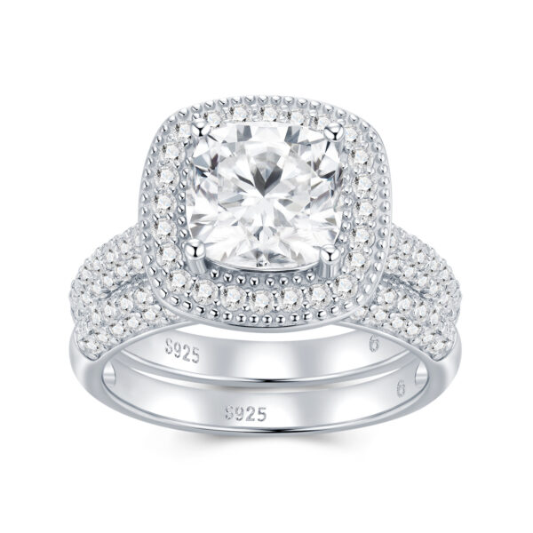 Engraved With Top-quality Moissanite, This Luxurious And Fashionable Minimalist Jewelry Set Features Exquisite Silver Accessories For Ladies. Made Of S925 Silver With Electroplated Platinum. - Image 2