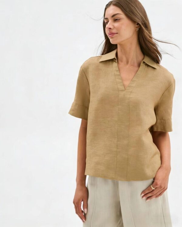 Summer Thin Figure-flattering Casual Faux Linen Top - Image 10