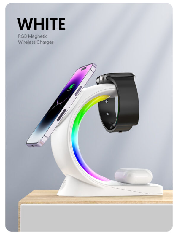 4 In 1 Magnetic Wireless Charger Fast Charging For Smart Phone Atmosphere Light Charging Station For Airpods Pro I-phone Watch - Image 15