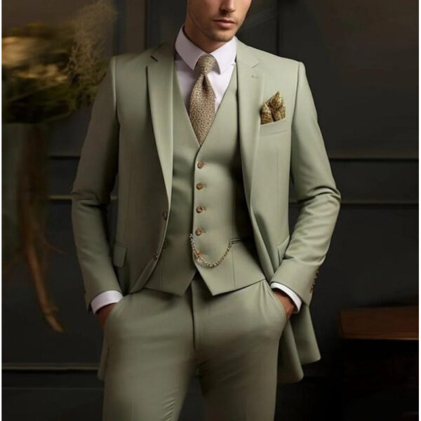 Mens Three-Piece Solid-Color High-End Stylish Suit With A Sophisticated Vibe - Image 42