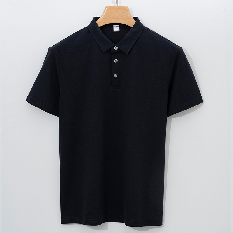 High-end 120-count Double-sided Mercerized Cotton Mens Short-sleeve Polo Shirt - Image 26