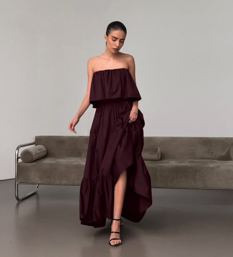 Fashionable Ruffled Strapless Dress