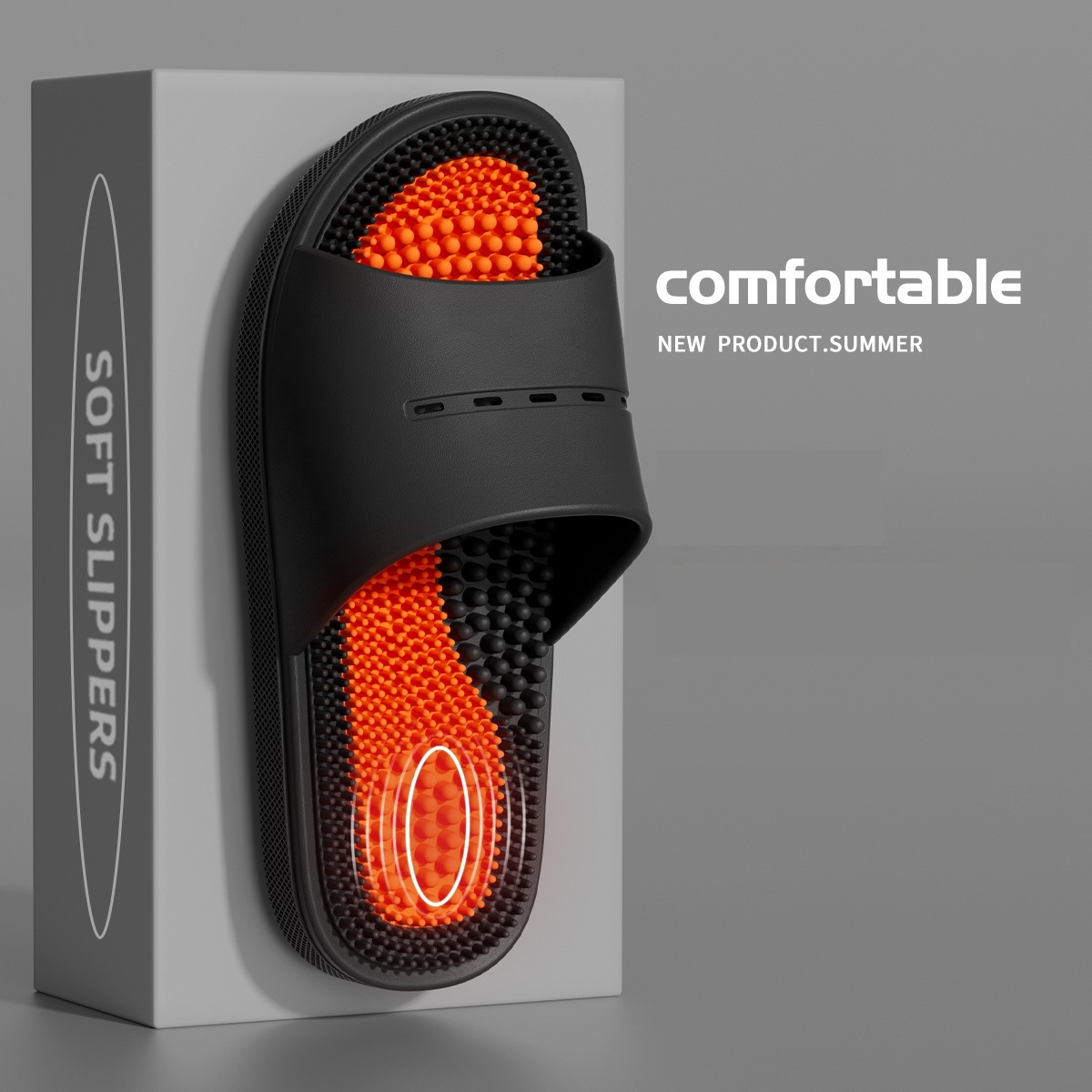 Massage Slippers For Men Summer Indoor Home And Bathroom Use Foot Acupressure Slippers With Non-slip Soles For Men - Image 2