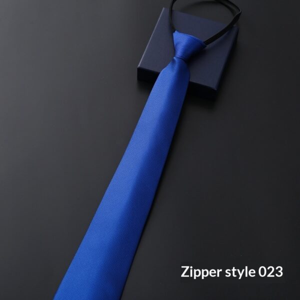 Mens Business Formal Zipper Tie With Blue Stripes - Image 43