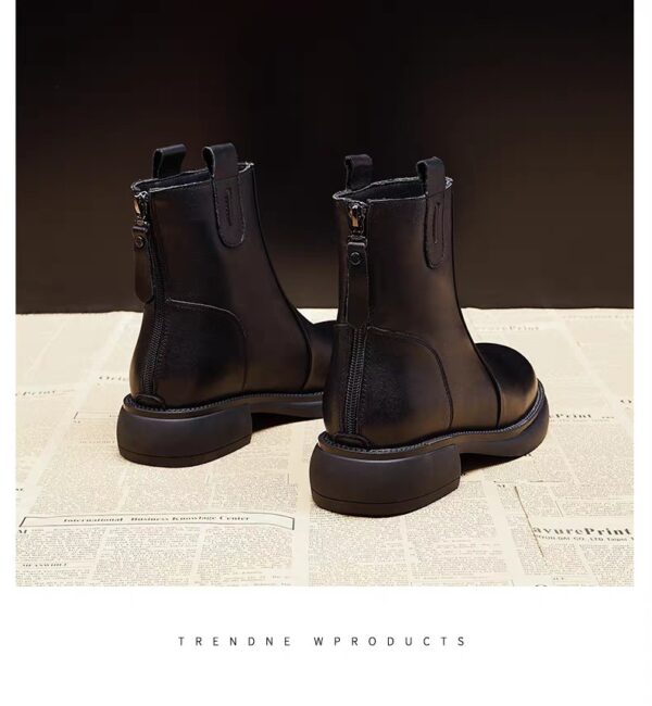 Women's Flat-Heeled Fleece-Lined Ankle Boots With Zippers - Image 12