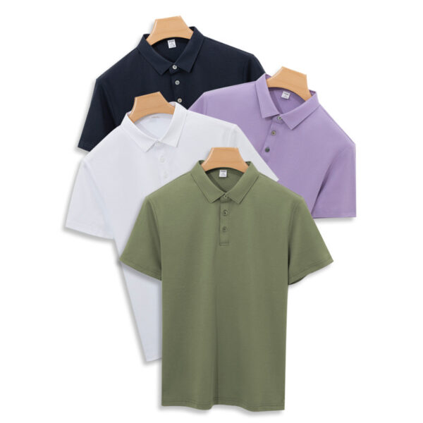 High-end 120-count Double-sided Mercerized Cotton Mens Short-sleeve Polo Shirt - Image 2