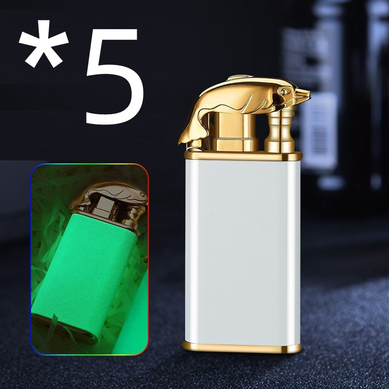 Creative Blue Flame Lighter Dolphin Dragon Tiger Double Fire Metal Winproof Lighter Inflatable Lighter - Image 44