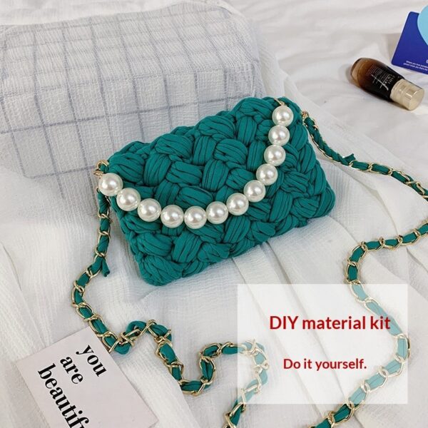 DIY Craft Kit Yarn, Crochet Hook, And Fabric Strips For Making A ShoulderCrossbody Bag - Image 3
