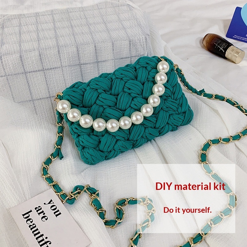 DIY Craft Kit Yarn, Crochet Hook, And Fabric Strips For Making A ShoulderCrossbody Bag - Image 3