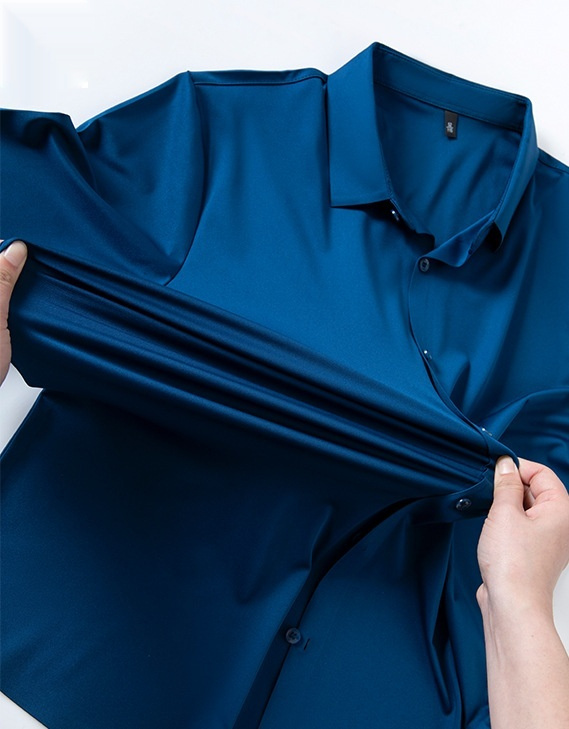 High-elasticity Mens Seamless Wrinkle-free Ice-silk Long-sleeve Shirt - Image 49