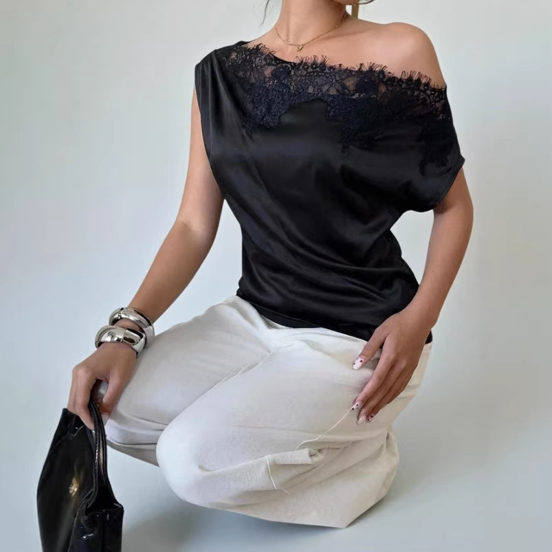 Irregular Hem Short-Sleeve Defined-Waist Elegant Top For Women - Image 4