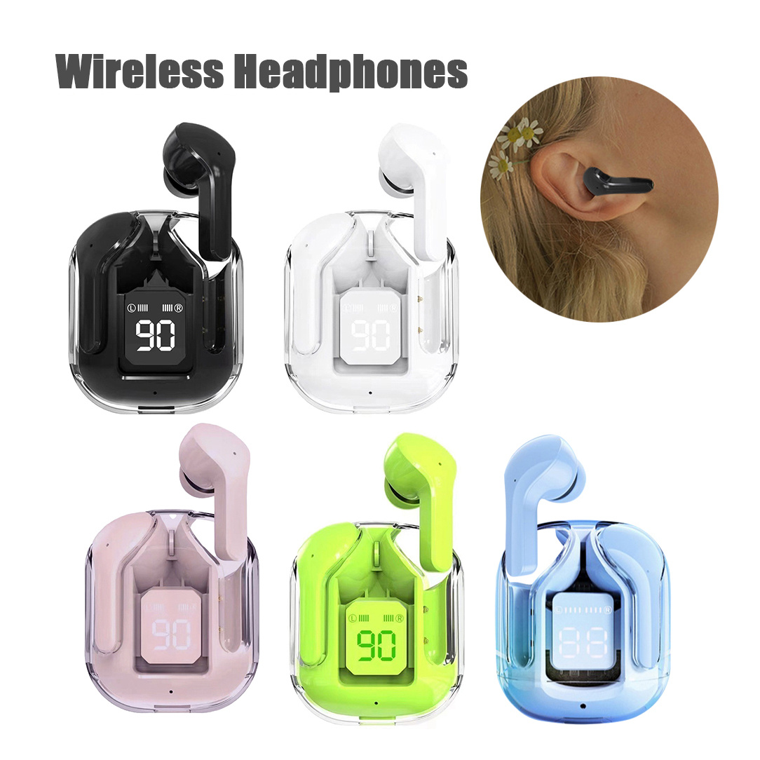 New Mini Transparent Wireless Bluetooth Headset Digital Display ENC Noise Reduction True Wireless Sports Music - Image 1