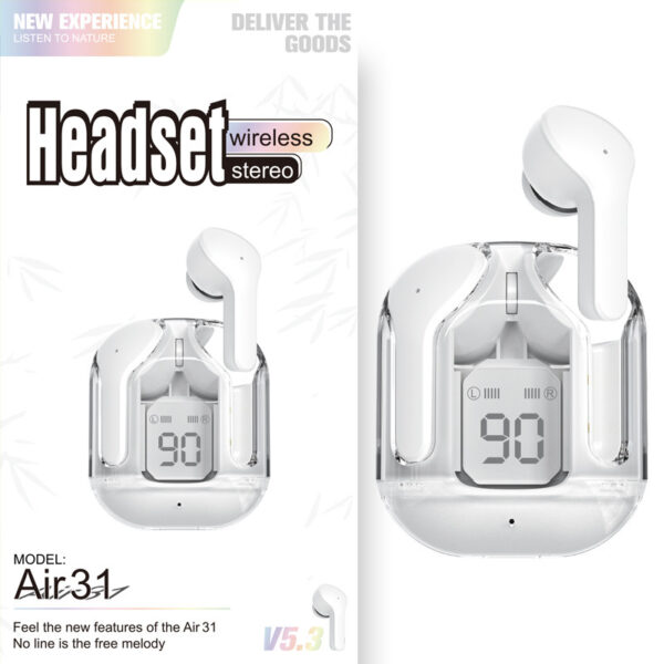 New Mini Transparent Wireless Bluetooth Headset Digital Display ENC Noise Reduction True Wireless Sports Music - Image 53