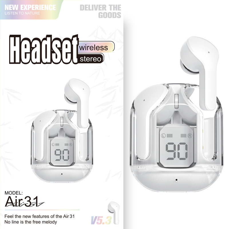 New Mini Transparent Wireless Bluetooth Headset Digital Display ENC Noise Reduction True Wireless Sports Music - Image 53