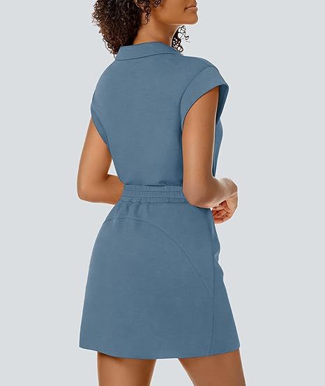 Casual Covered-Sleeve Lapel Shirt And Summer Sports Skirt Set - Image 25