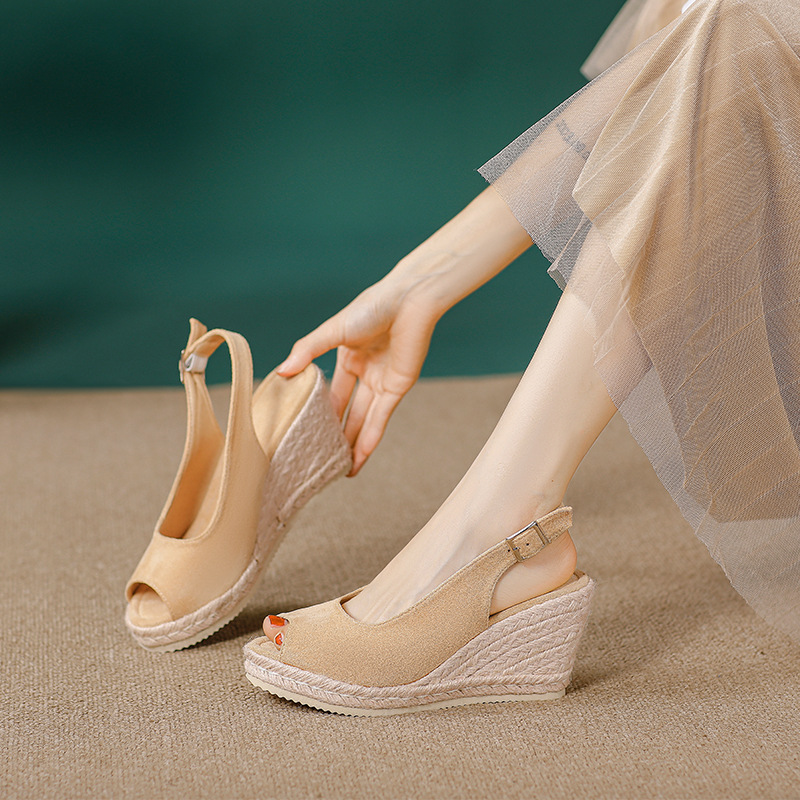 Summer Sponge Cake-Style Thick-Soled Waterproof Platform High-Heel Fashionable Cross-Strap Buckle Sandals For Women - Image 15