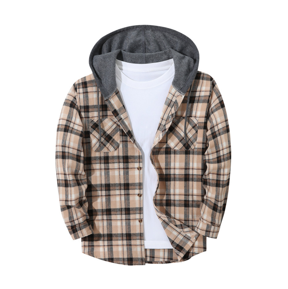 Mens Trendy Plaid Hooded Jacket - Image 50