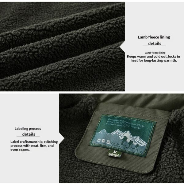 Washed Jacket For Men Fleece-lined And Thickened Lambswool Casual Style - Image 9