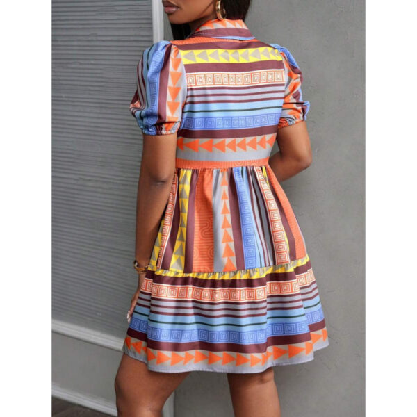 Women's Stand-Neckline Three-Quarter-Sleeve Dress - Image 3