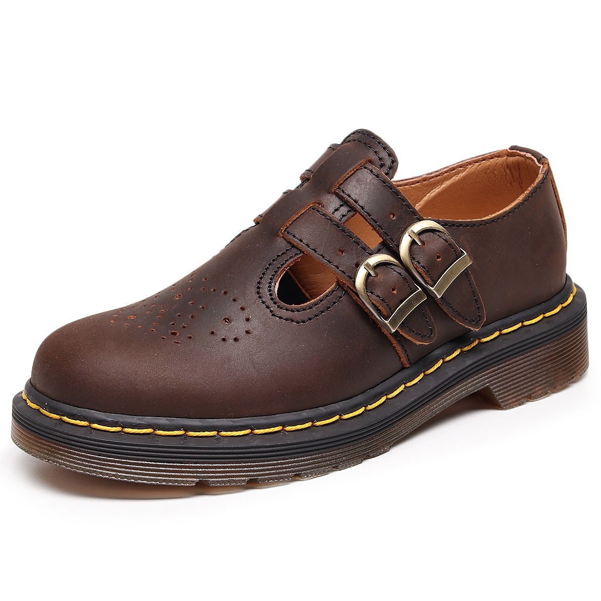 Genuine Leather Low-Top Womens Horse Brown Fashionable Casual Cowhide Shoes - Image 18