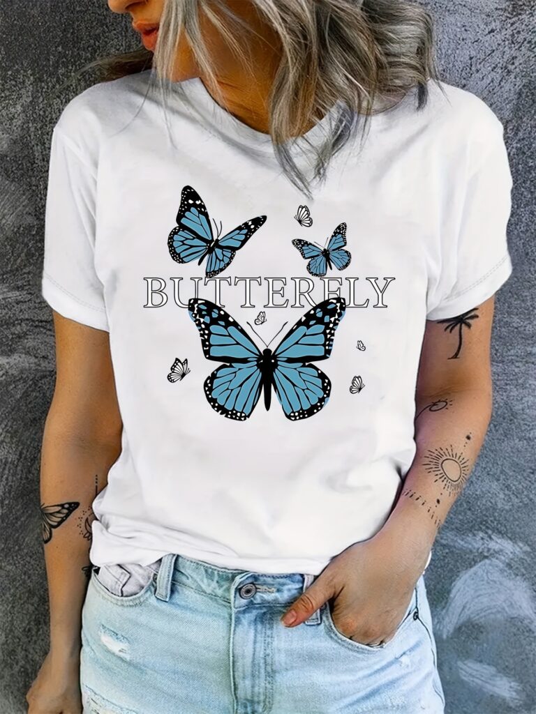 3D-printed Chic Casual Womens Short-sleeve Crewneck T-shirt