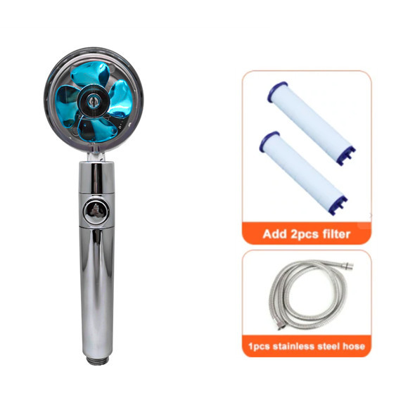 Shower Head Water Saving Flow 360 Degrees Rotating With Small Fan ABS Rain High Pressure Spray Nozzle Bathroom Accessories - Image 87