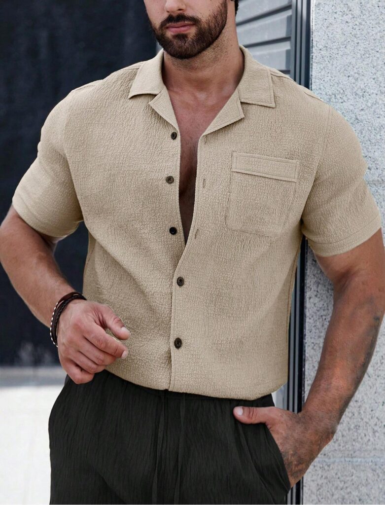 Mens Breathable Wrinkle-Resistant Versatile Semi-Formal Shirt