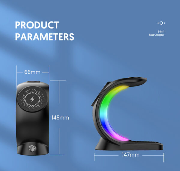 4 In 1 Magnetic Wireless Charger Fast Charging For Smart Phone Atmosphere Light Charging Station For Airpods Pro I-phone Watch - Image 20
