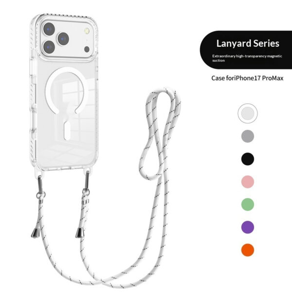 17 Pro Max Transparent Magnetic Case With A Crossbody Lanyard - Image 108