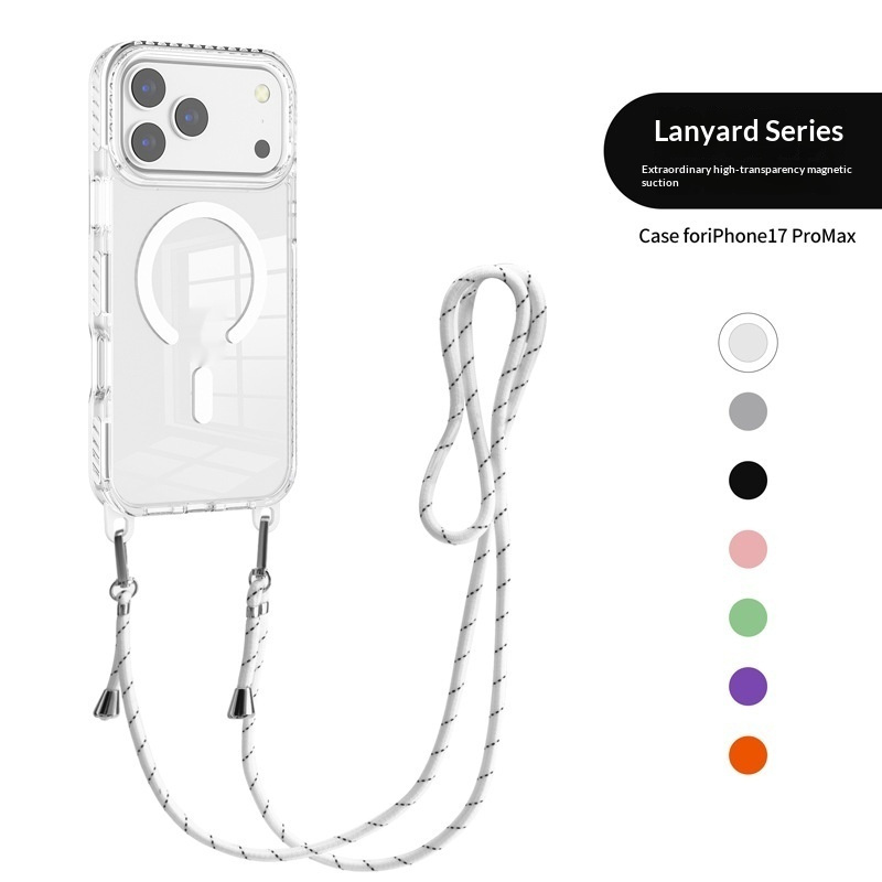 17 Pro Max Transparent Magnetic Case With A Crossbody Lanyard - Image 102