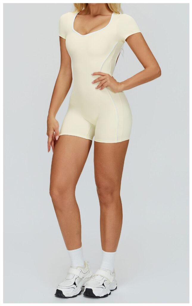 Jumpsuit With Cutout Back, Form-fitting Athletic Fitness Wear