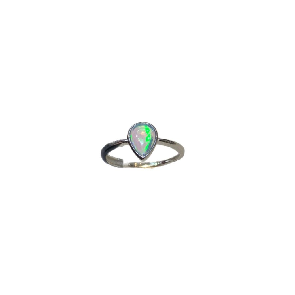 Natural Opal Ring, S925 Silver Setting, Minimalist Water-drop Shape, Opal Ring
